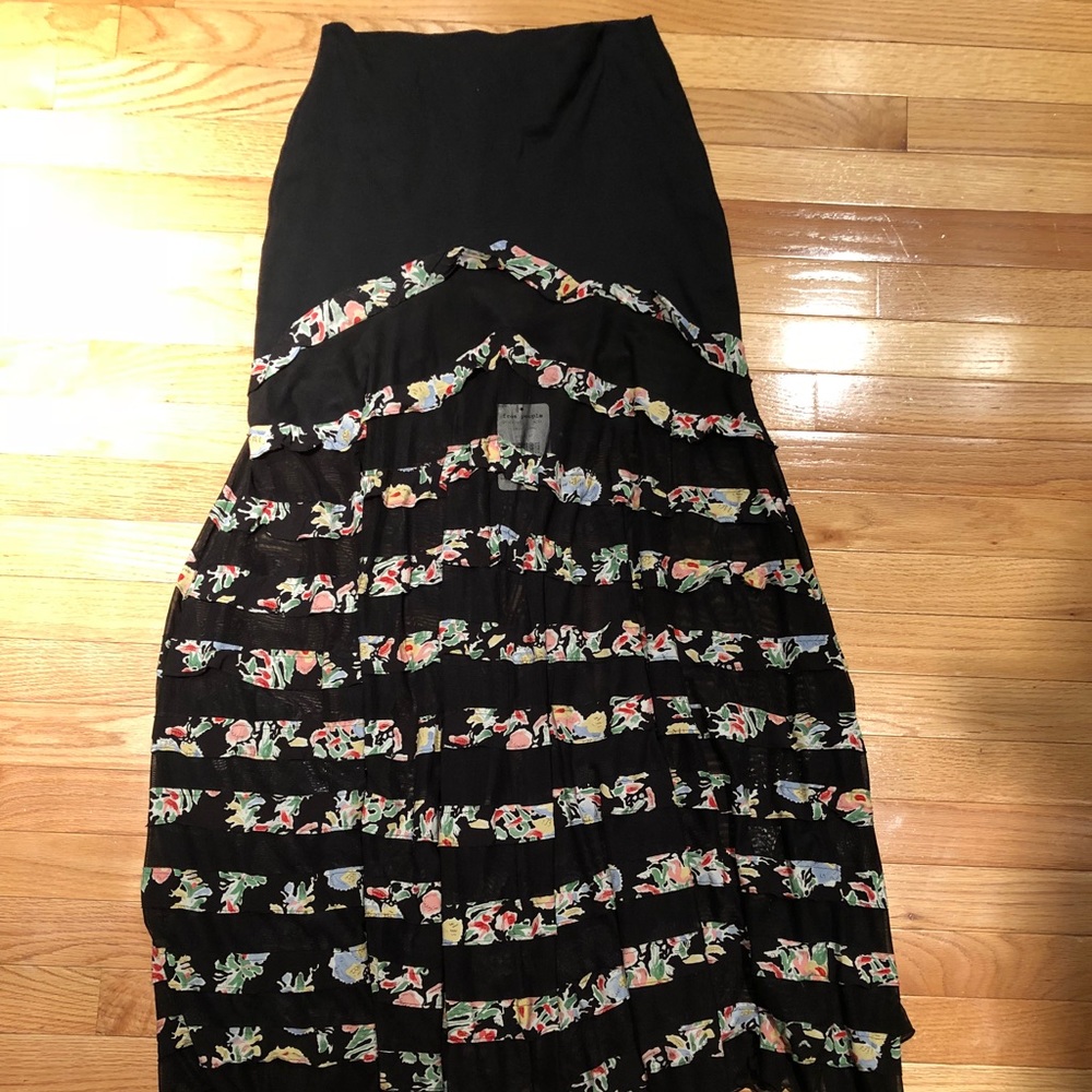Free People Bohemian Floral Tier Maxi Skirt